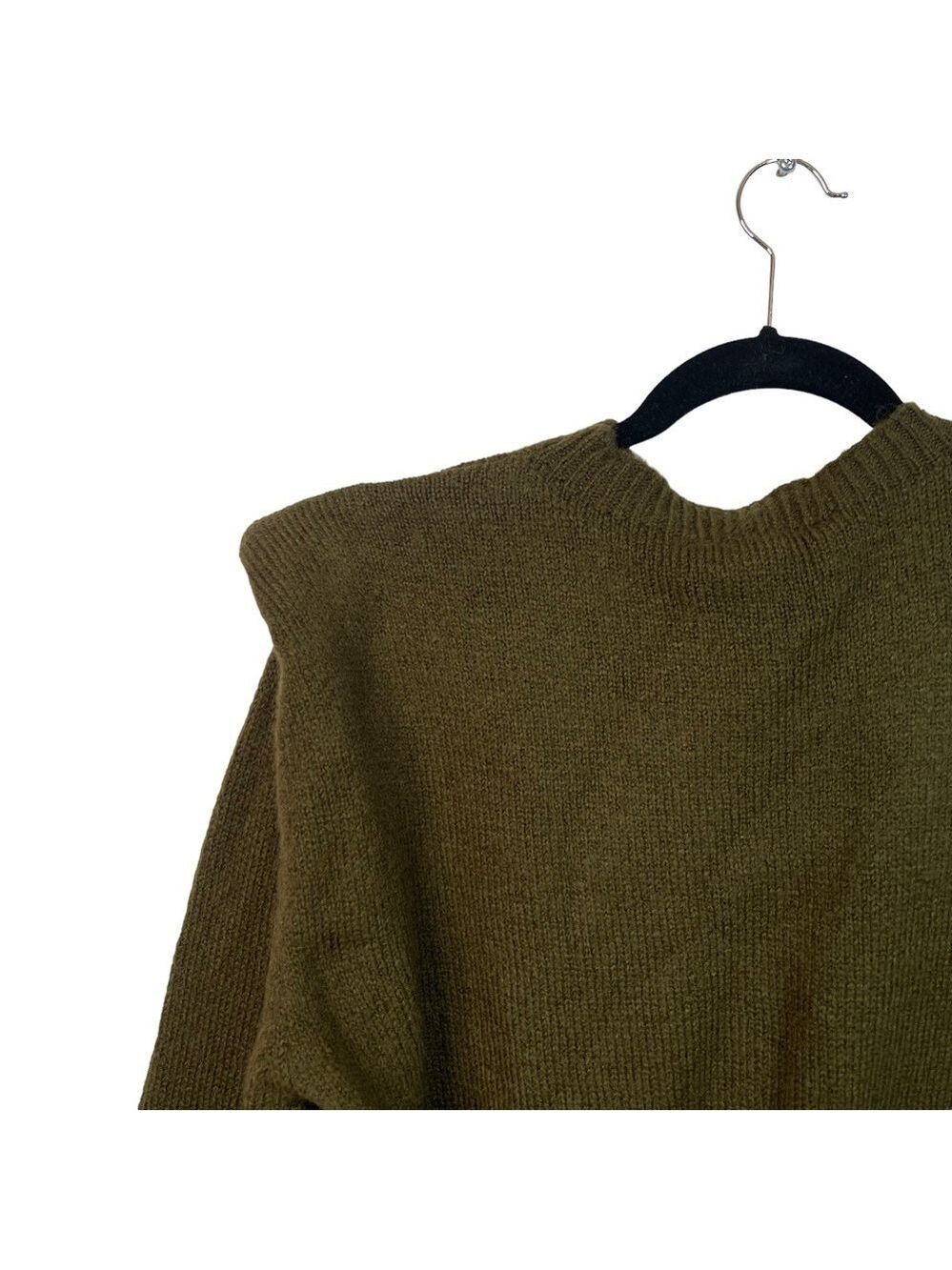 MNG Mango Green Knit Wool Blend Long Sleeve Crew Neck Sweater Size Medium - Picture 8 of 16